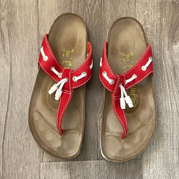 Birkenstock Red Pappillio Thong Sandals Size 9 - Picture 2 of 4